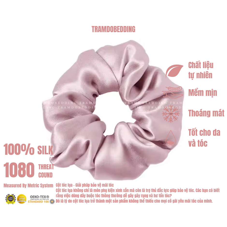 Ảnh Buộc Tóc Lụa NITE9SILK TRAMDOBEDDING Ngăn Xơ Rối Tóc | Silk Hair Scrunchie | Size M 1