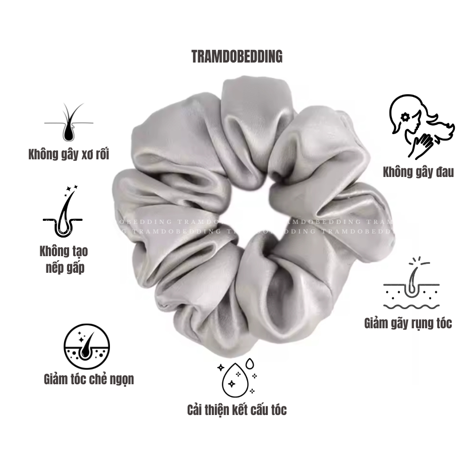 Ảnh Buộc Tóc Lụa NITE9SILK TRAMDOBEDDING Ngăn Xơ Rối Tóc | Silk Hair Scrunchie | Size M 3