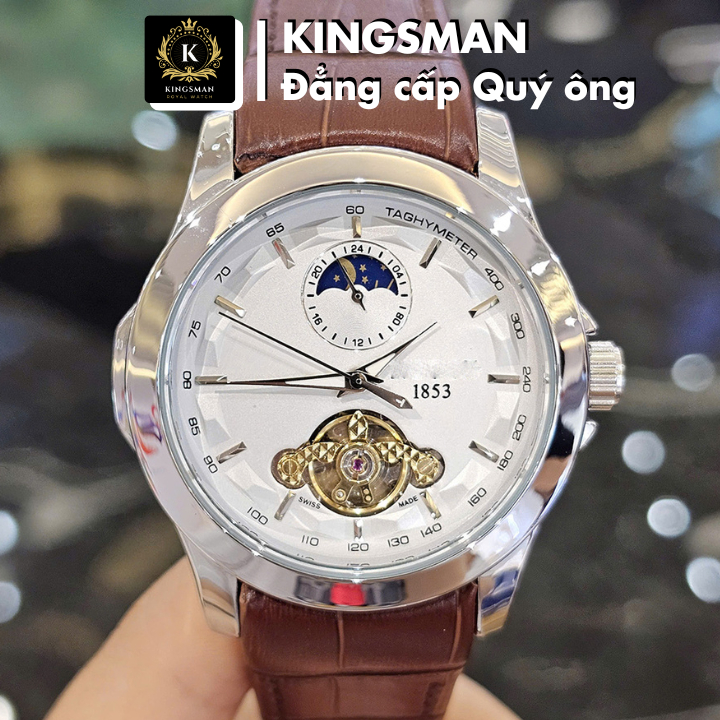 Đồng Hồ Cơ Nam Tự Động Automatic N024 TST 1853 Lộ Tim Máy Nhật Khóa Cánh Bướm Lịch Trăng Sao Size To