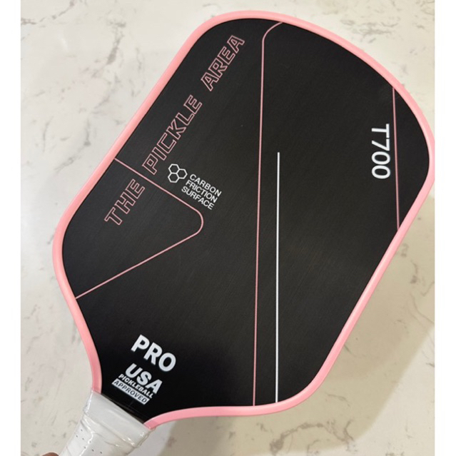 ( HOẢ TỐC ) Vợt Pickleball T700 PRO Viền Hồng, mặt carbon siêu nhám