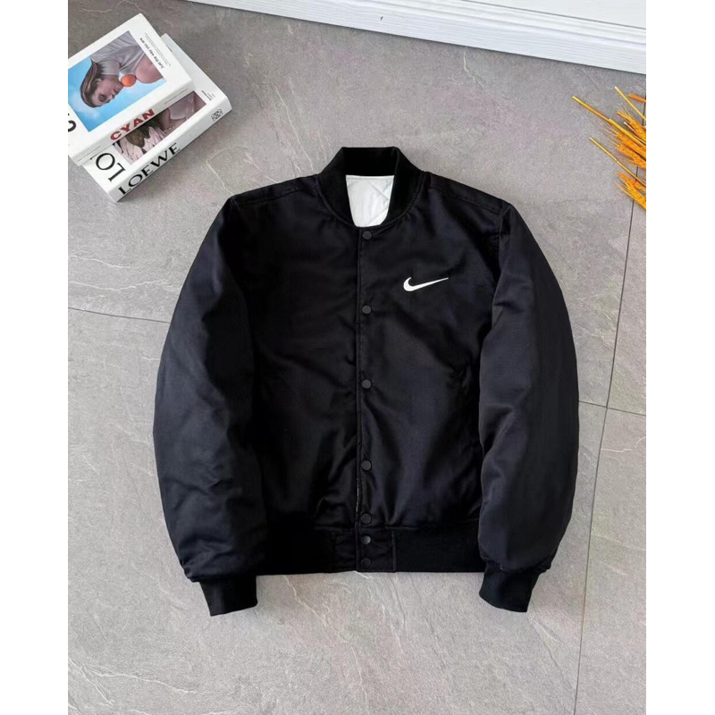 ⚡️[Hight Quality]  Áo Khoác Bomber Varsity StussyxN1kks Jacket-Logo Thêu Cao Cấp Trần Bông Phao 2 Mặt Cực Ấm Street Wear