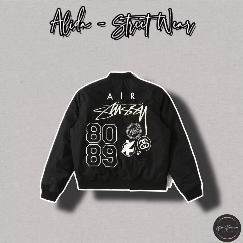 ⚡️[Hight Quality]  Áo Khoác Bomber Varsity StussyxN1kks Jacket-Logo Thêu Cao Cấp Trần Bông Phao 2 Mặt Cực Ấm Street Wear
