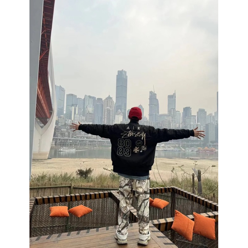 ⚡️[Hight Quality]  Áo Khoác Bomber Varsity StussyxN1kks Jacket-Logo Thêu Cao Cấp Trần Bông Phao 2 Mặt Cực Ấm Street Wear