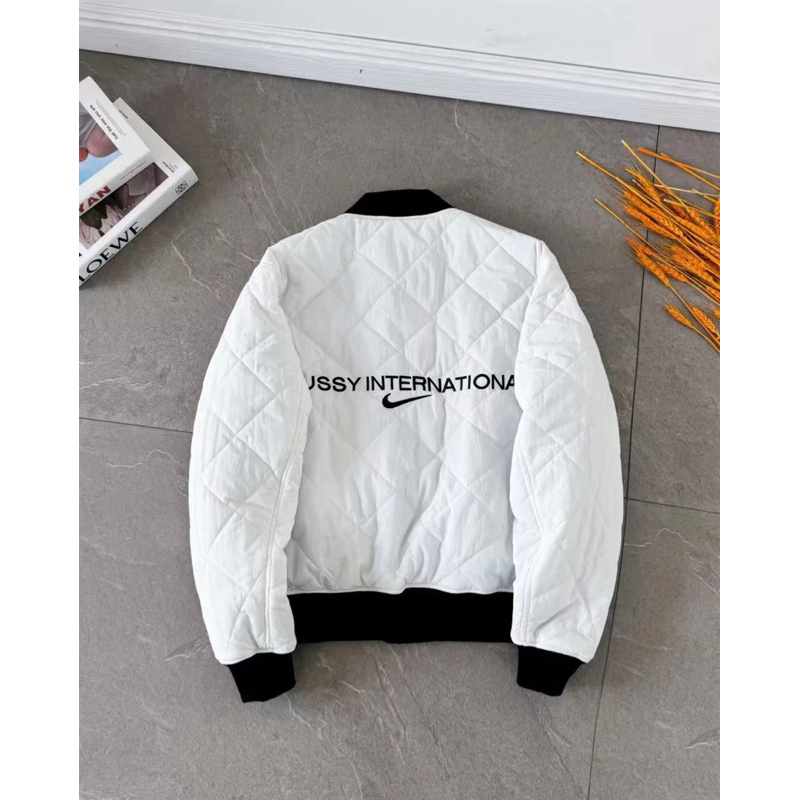 ⚡️[Hight Quality]  Áo Khoác Bomber Varsity StussyxN1kks Jacket-Logo Thêu Cao Cấp Trần Bông Phao 2 Mặt Cực Ấm Street Wear