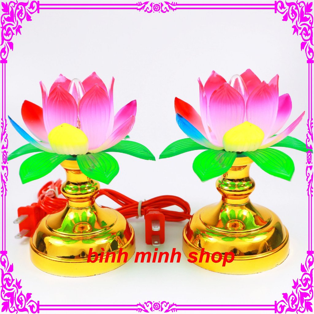 Đèn thờ hoa sen - Đèn thờ cúng sang trọng - Đèn trang trí thờ cúng sáng đẹp