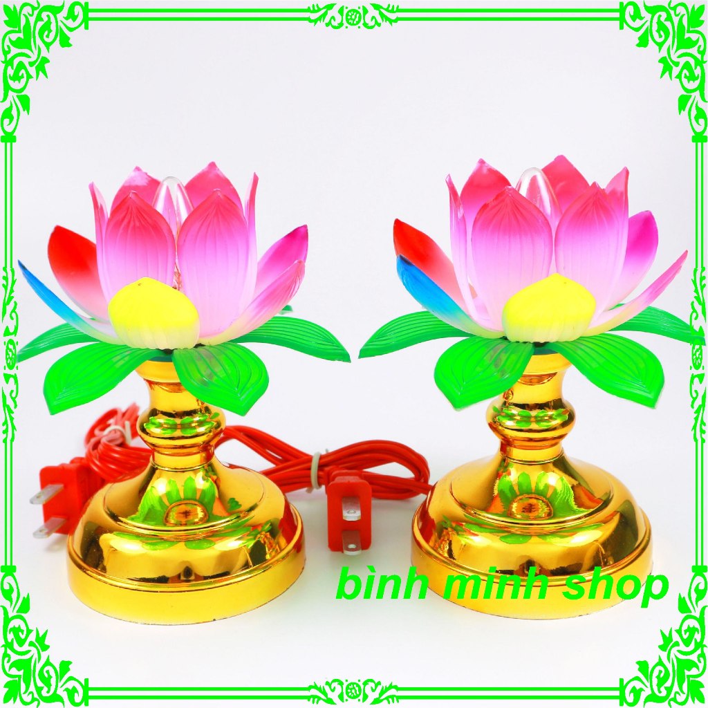 Đèn thờ hoa sen - Đèn thờ cúng sang trọng - Đèn trang trí thờ cúng sáng đẹp
