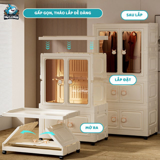 Tủ Quần Áo Gấp Gọn Cho Bé Có Ngăn Treo, Tủ Nhựa Đựng Quần Áo Chất Liệu Nhựa PP Không Mùi, An Toàn Cho Bé - HC08