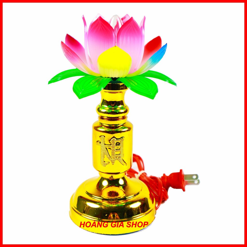 [Cặp ] Đèn thờ hoa sen cao 17cm - Đèn thờ cúng sang trọng - Đèn trang trí bàn thờ sáng đẹp