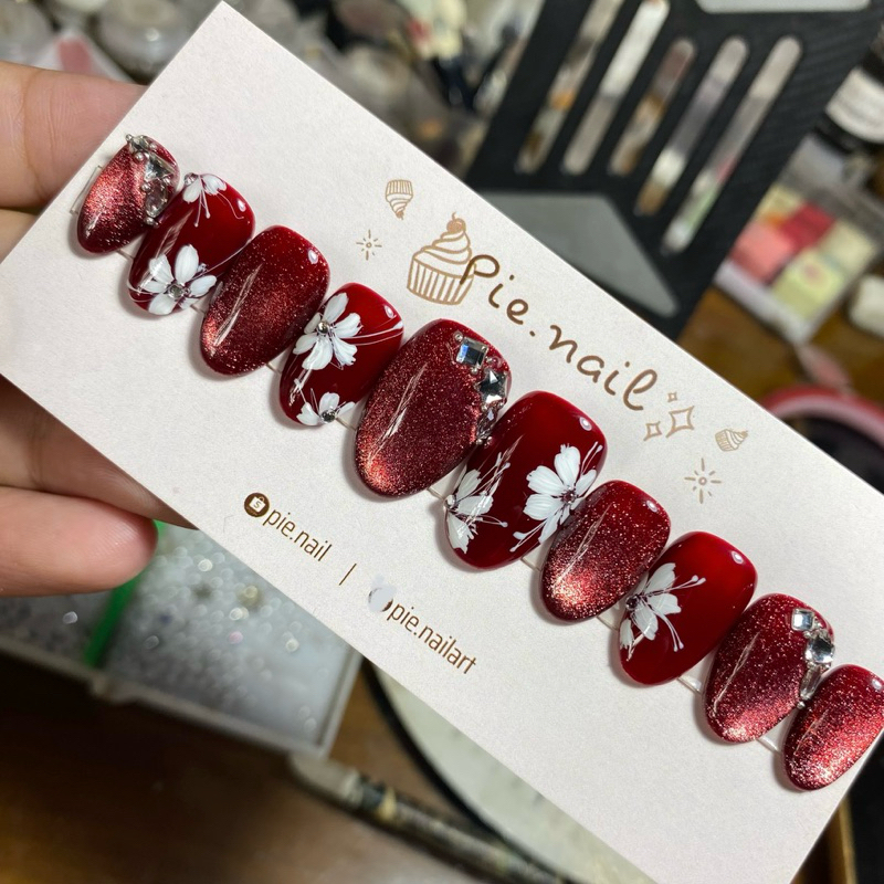 345. nailbox đỏ đô, mắt mèo đỏ