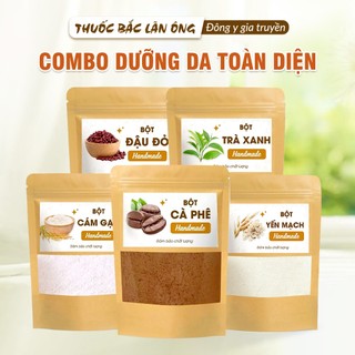 Combo bột siêu trắng da, bột đắp mặt thiên nhiên ( bột đậu đỏ, trà xanh, yến mạch, cám gạo, cafe)