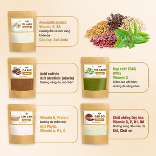Combo bột siêu trắng da, bột đắp mặt thiên nhiên ( bột đậu đỏ, trà xanh, yến mạch, cám gạo, cafe)