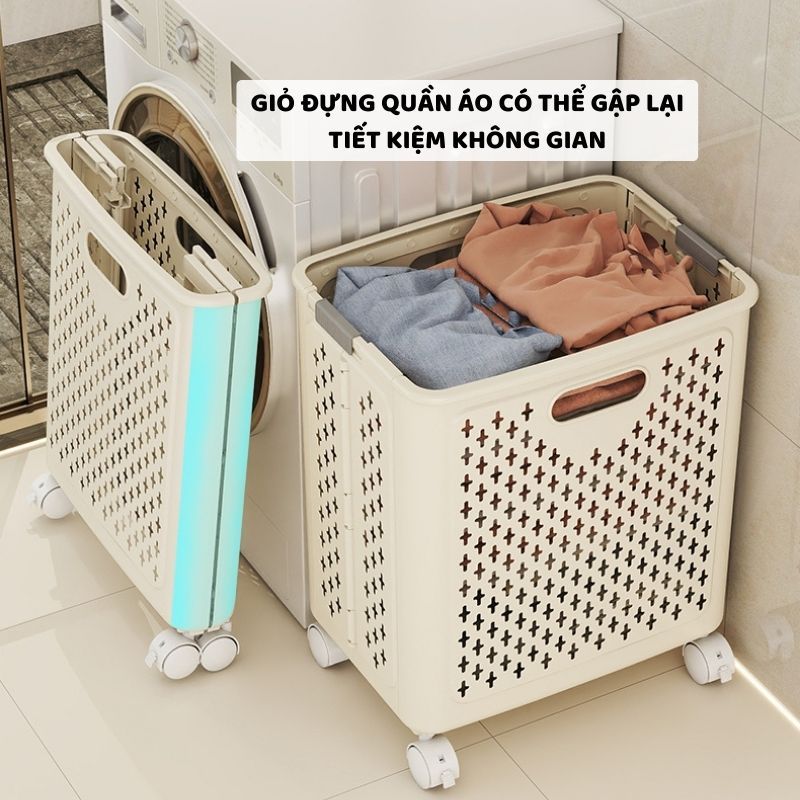 Giỏ Đựng Quần Áo Gấp Gọn ENODA HOME, Giỏ Đựng Đồ Đa Năng Có Bánh Xe Q046