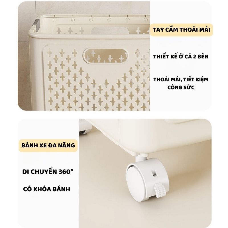 Giỏ Đựng Quần Áo Gấp Gọn ENODA HOME, Giỏ Đựng Đồ Đa Năng Có Bánh Xe Q046