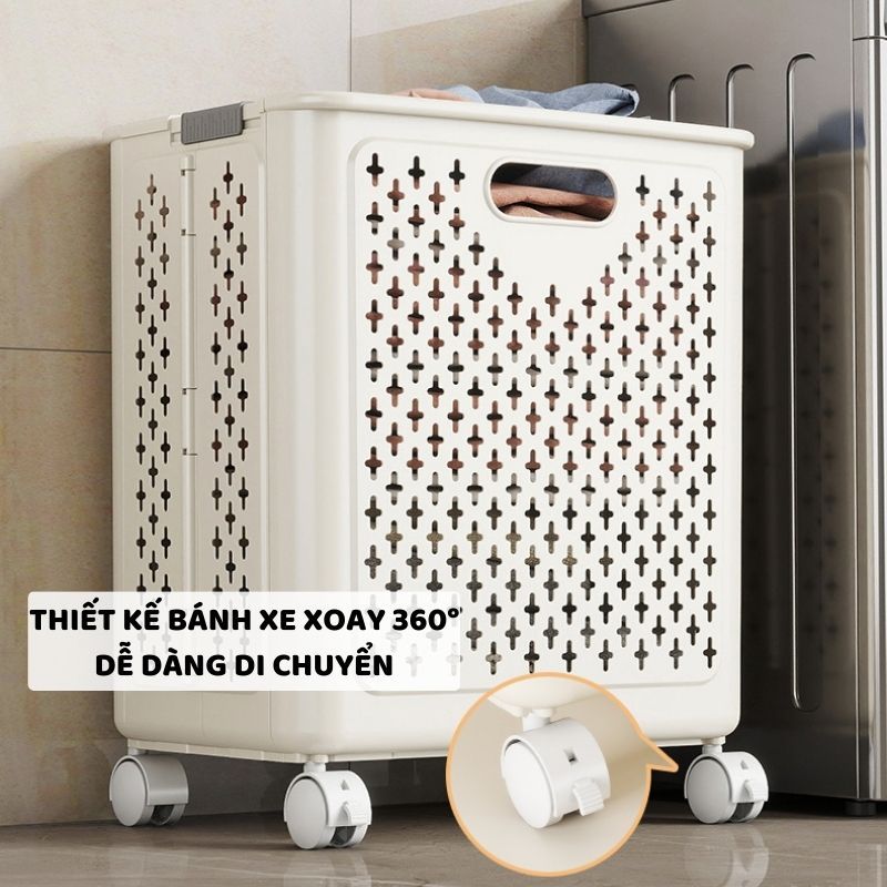 Giỏ Đựng Quần Áo Gấp Gọn ENODA HOME, Giỏ Đựng Đồ Đa Năng Có Bánh Xe Q046