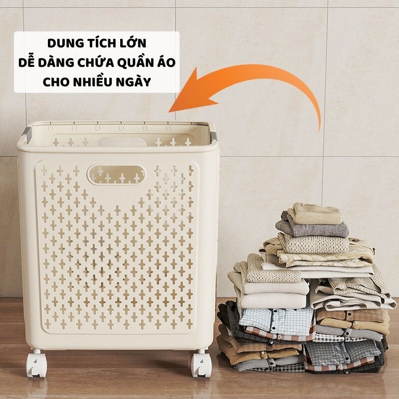 Giỏ Đựng Quần Áo Gấp Gọn ENODA HOME, Giỏ Đựng Đồ Đa Năng Có Bánh Xe Q046