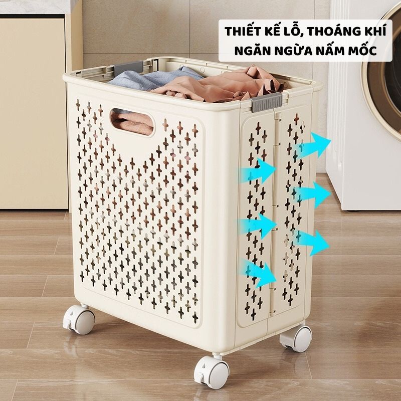 Giỏ Đựng Quần Áo Gấp Gọn ENODA HOME, Giỏ Đựng Đồ Đa Năng Có Bánh Xe Q046