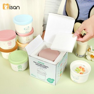 Hũ sứ, thố sứ chia vạch 250ml kèm 2 nắp đậy sứ và silicon chịu nhiệt Misan