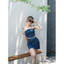 MIDDUA - Corset sọc denim, có dây kéo khoá và độn mút