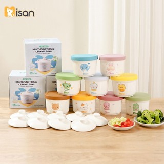 Hũ sứ, thố sứ chia vạch 250ml kèm 2 nắp đậy sứ và silicon chịu nhiệt Misan