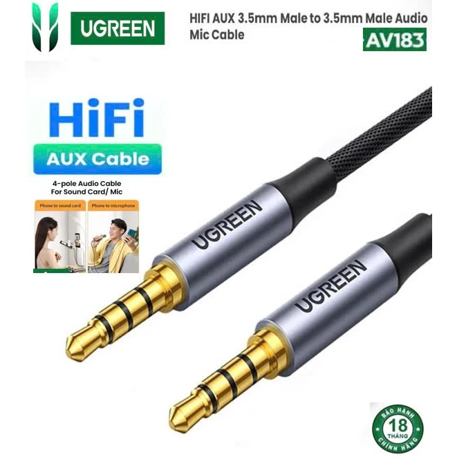 Dây cáp âm thanh 3.5mm UGREEN AV183 20497 20782 20785 10648,kết nối Micro và Audio