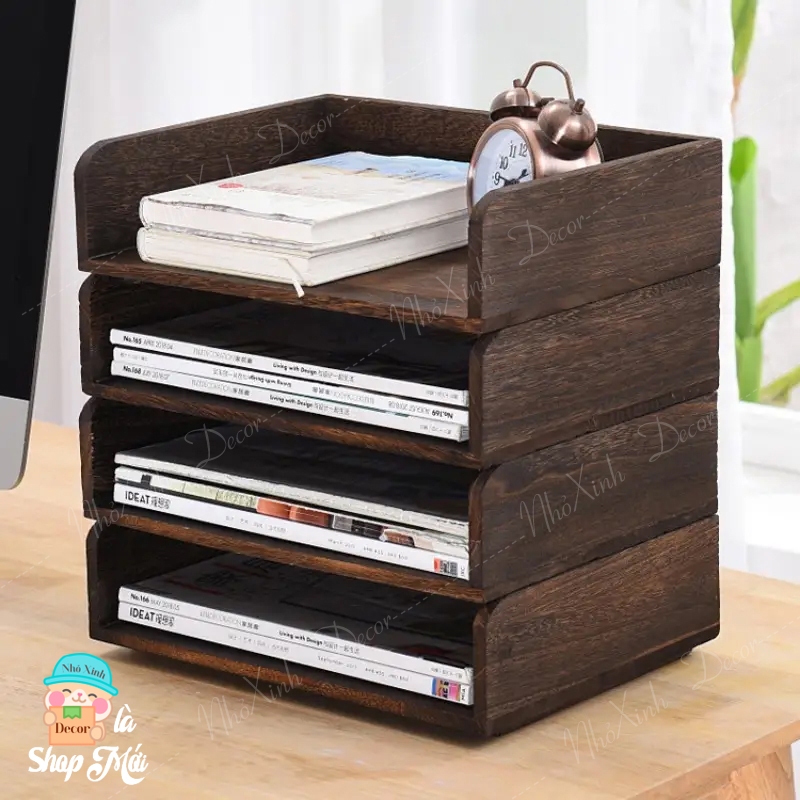 Kệ để hồ sơ, kệ để giấy tờ phụ kiện nhiều ngăn đa năng trên bàn làm việc giúp không gian gọn gàng, kệ sách mini