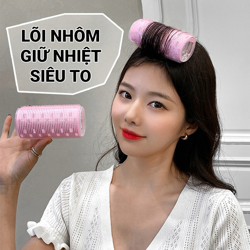[Giao màu ngẫu nhiên] Ống cuốn tóc có gai dính, lõi nhôm giữ nhiệt. Size to giúp định hình phần tóc mái.