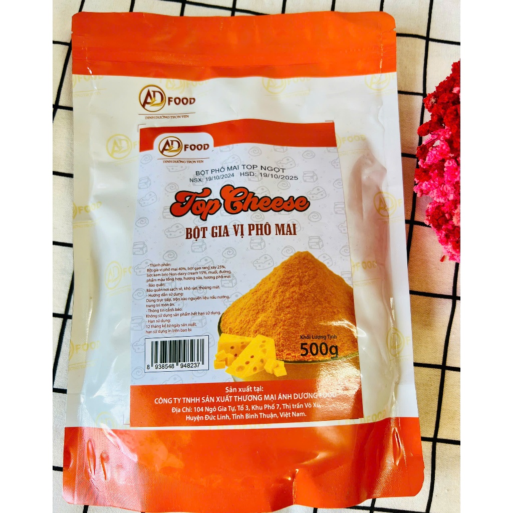 1KG Bột Phô Mai VỊ NGỌT Top Cheese Màu cam nhẹ, thơm đậm đà