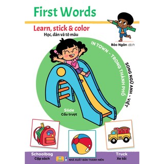 Sách - First Words: Học, Dán và Tô màu (Caramel Publishing - Sách bản quyền Belgium) - ndbooks