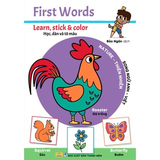 Sách - First Words: Học, Dán và Tô màu (Caramel Publishing - Sách bản quyền Belgium) - ndbooks