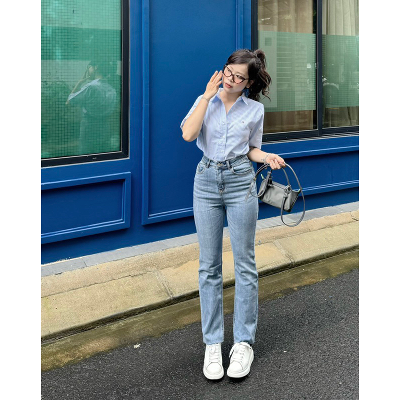 MIDDUA - JN200 Quần ống đứng denim, chất co giãn,độ dài +100cm