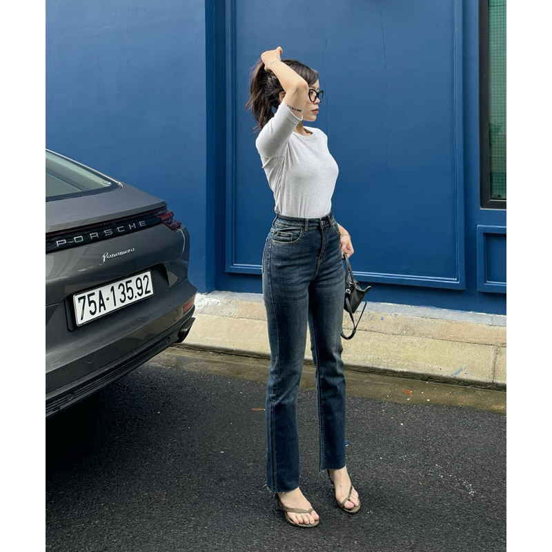 MIDDUA - JN200 Quần ống đứng denim, chất co giãn,độ dài +100cm