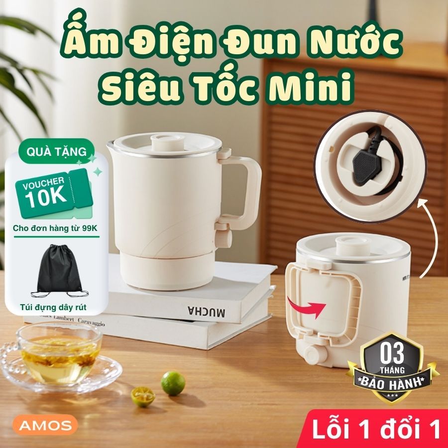 (LOẠI 1) Ấm Điện Đun Nước Siêu Tốc Mini Có Thể Gấp Gọn, Giữ Nhiệt Mang ...