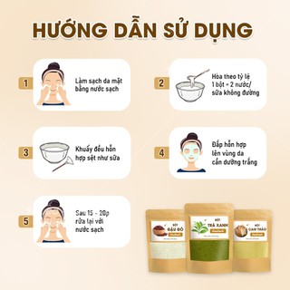 Combo bột dưỡng da mờ thâm hiệu quả( bột trà xanh, bột đậu đỏ, bột cam thảo)
