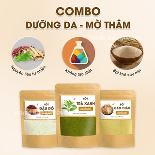 Combo bột dưỡng da mờ thâm hiệu quả( bột trà xanh, bột đậu đỏ, bột cam thảo)