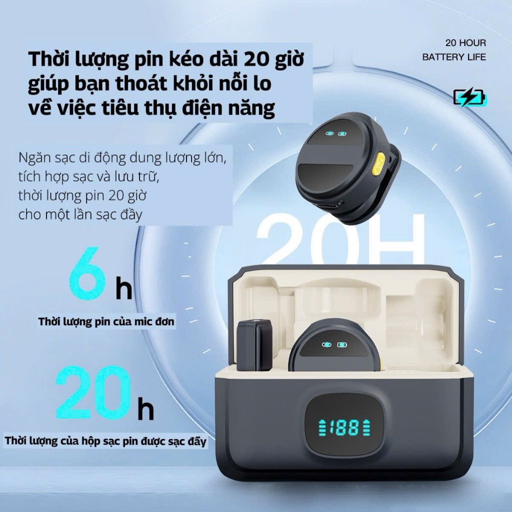 Micro thu âm không dây cài áo SX21 - Lọc tiếng ồn chủ động - quay video - livestream - Chính Hãng HD DESIGN