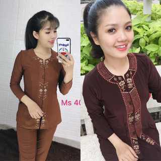 Cổ Khoá Thêu Lắc Sen # Big size Trung Niên# Thun Co Giãn Đi Chùa