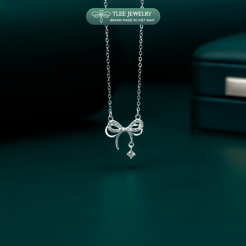Dây chuyền bạc nữ TLEE vòng cổ hình nơ thắt treo hạt đá nhẩy nữ tính TLEE JEWELRY D0271 | BigBuy360 - bigbuy360.vn