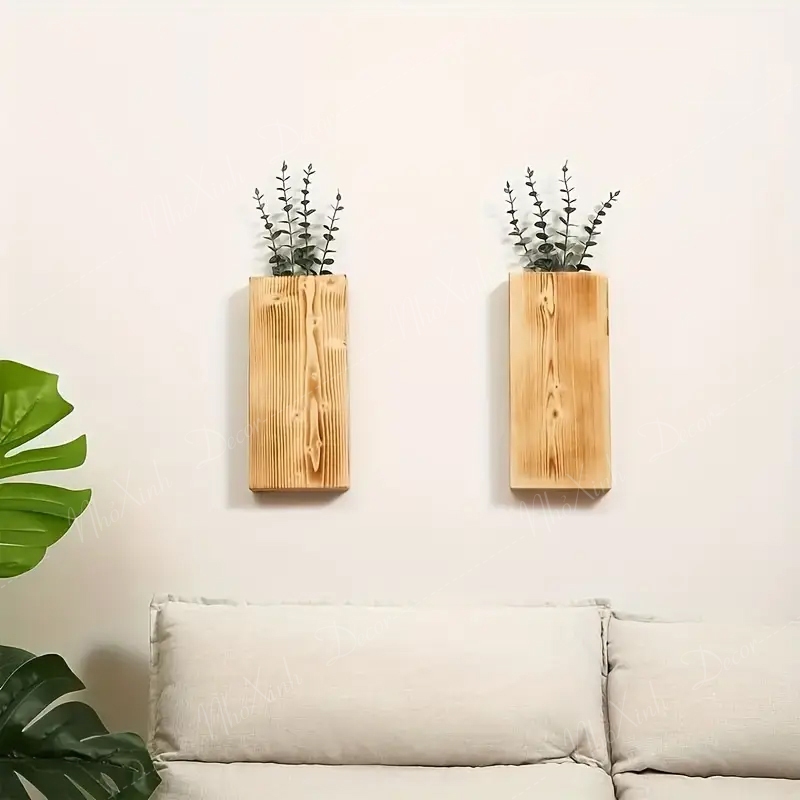Kệ lọ hoa treo tường bằng gỗ dùng decor nhà cửa, homestay, cafe