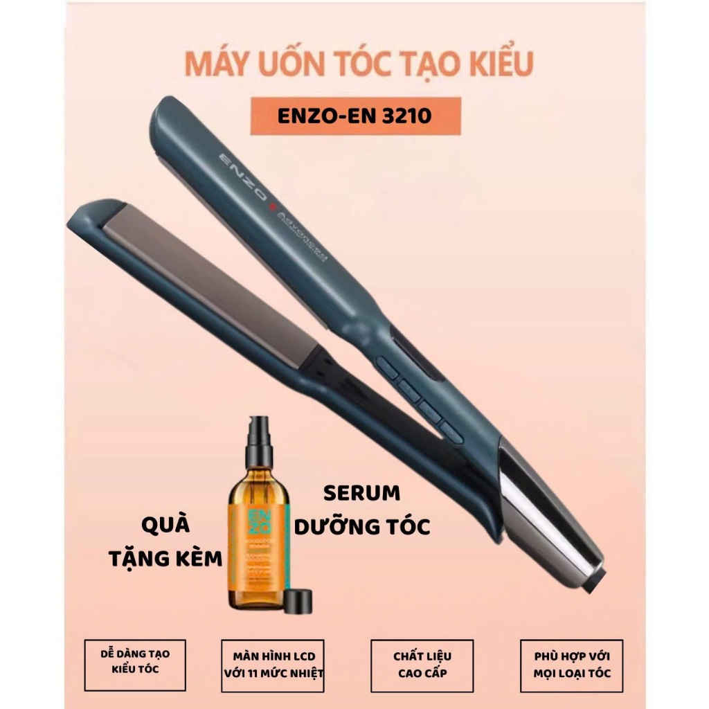 Ảnh Máy duỗi và uốn tóc ENZO 3210 Thương Hiệu italia,công nghệ ion âm,thiết kế đa năng duỗi, là, ép,uốn cụp đuôi BH 5 NĂM 2