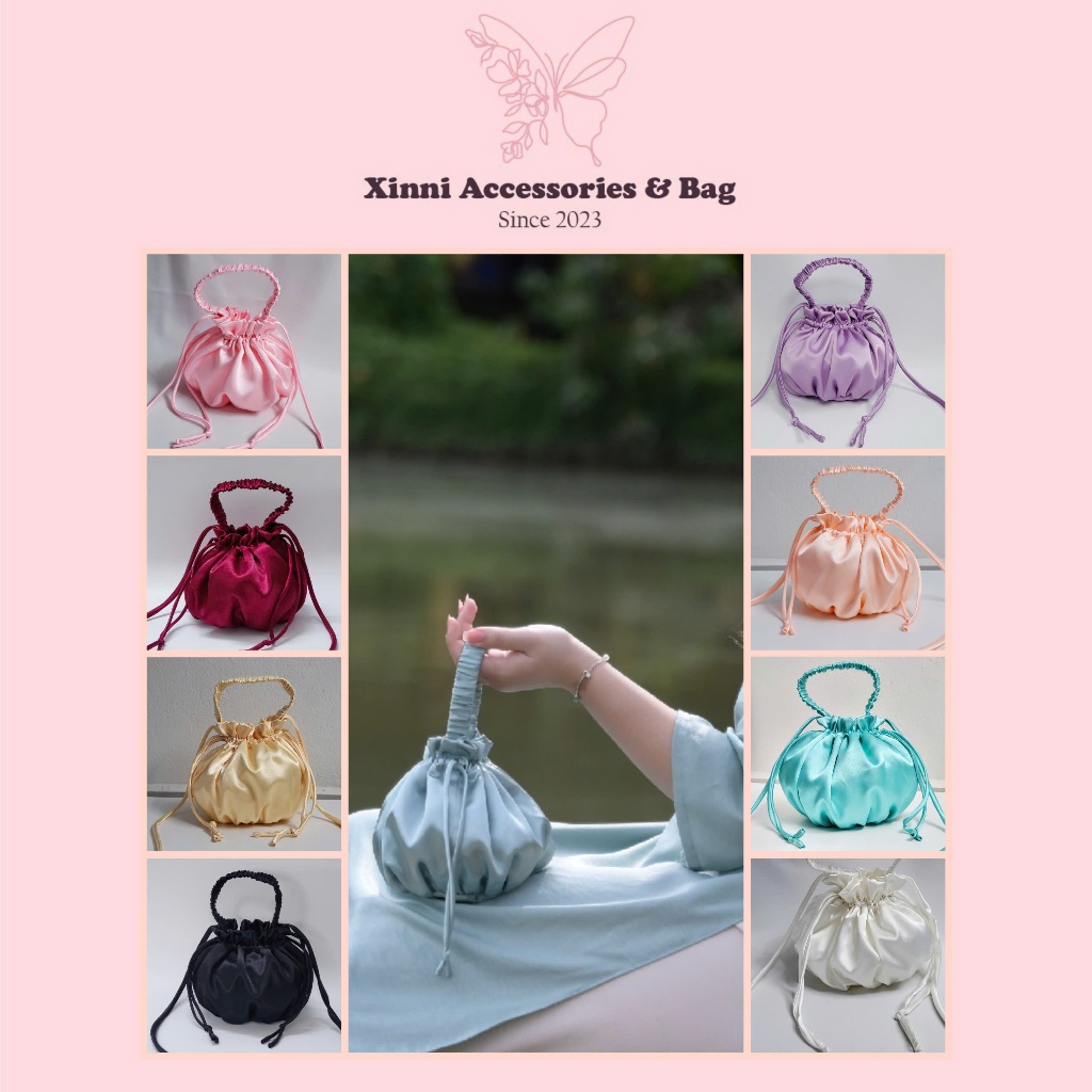 Túi xách đeo chéo dây rút nữ bằng satin - Xinni Bag. | Shopee Việt Nam