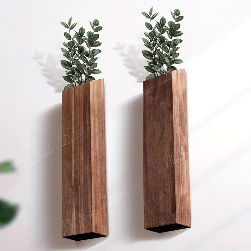 Kệ lọ hoa treo tường bằng gỗ dùng decor nhà cửa, homestay, cafe nhà hàng khách sạn