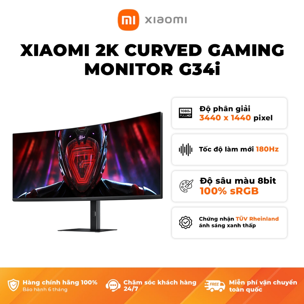 Ảnh Màn Hình Cong Gaming Xiaomi 2K Curved Gaming Monitor G34i (34inch/180Hz/1ms) - Phiên Bản Quốc tế, Bảo Hành 36 Tháng 2