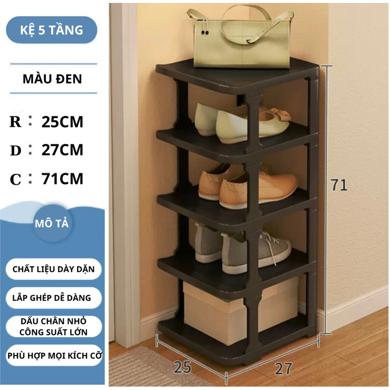 Kệ để giày , giá để giày 5 tầng kiểu mới đa năng thông minh chất liệu nhựa