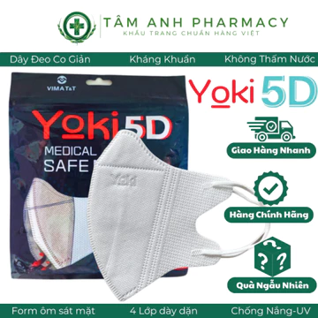 Thùng Khẩu trang 5D Mask Yoki 4 lớp kháng khuẩn siêu dày, Khẩu trang y tế chống bụi, tia UV