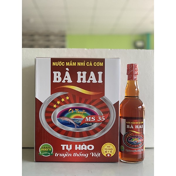 Thùng Nước Mắm Nhĩ Cá Cơm Loại 1 Bà Hai MS35 ( 6 x 500ml THUỶ TINH )