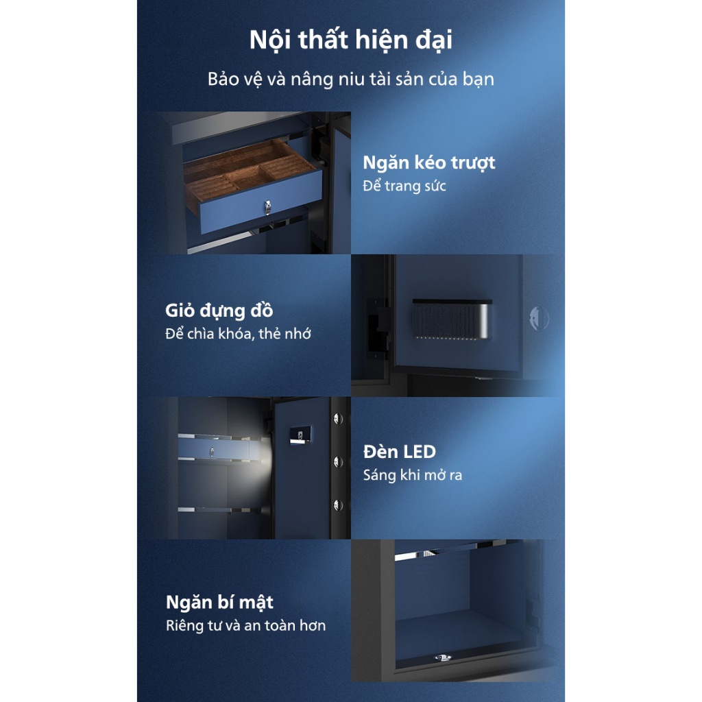 Két sắt Philips cao cấp SBX602 nhập khẩu thông minh đủ kích thước khóa bảo mật vân tay điện tử, kết nối wifi