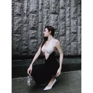 [Thanh Lý] Đầm Body cổ yếm cách tân tôn dáng sexy