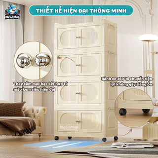 Tủ Nhựa Đựng Quần Áo Trẻ Em Nhiều Tầng, Tủ Gấp Gọn Cỡ Lớn, Khóa Nam Châm, Có Bánh Xe 360, Nhựa PP Cao Cấp Dày Dặn - HC05