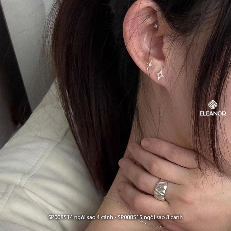 Bông tai nữ chuôi bạc 925 Eleanor Accessories hình ngôi sao phụ kiện trang sức khuyên tai 8514
