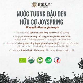 Nước tương đậu đen hữu cơ Joyspring, thương hiệu hàng đầu Đài Loan